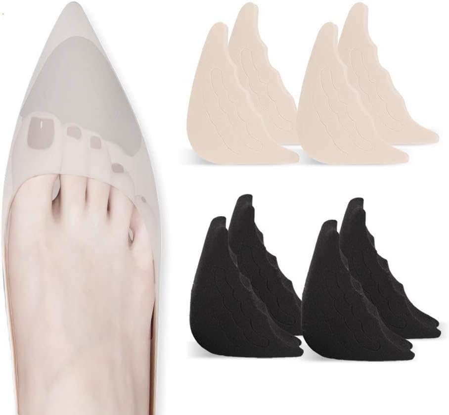 4 Pairs Toe Filler Inserts (Black/Beige)