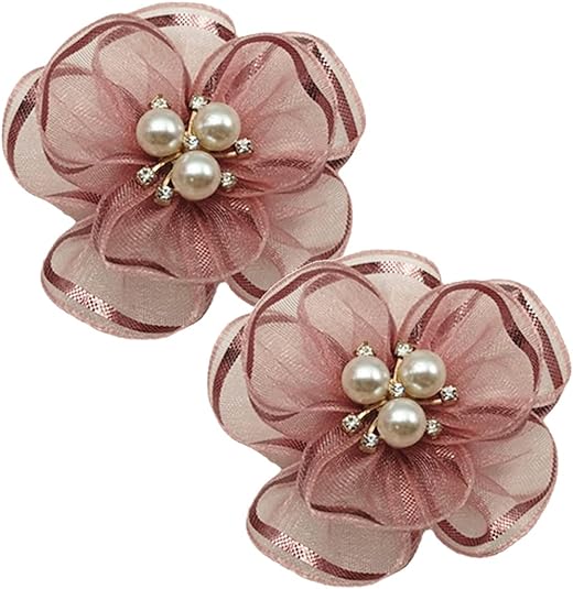 2pc Pearl Flowers Shoe Clips (Pink)