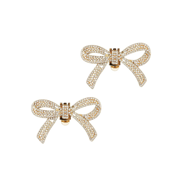 2pcs Rhinestone Shoe Clips Gold