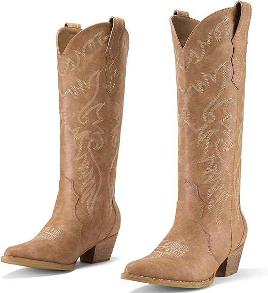 Cowboy Boots Knee-High (Tan)