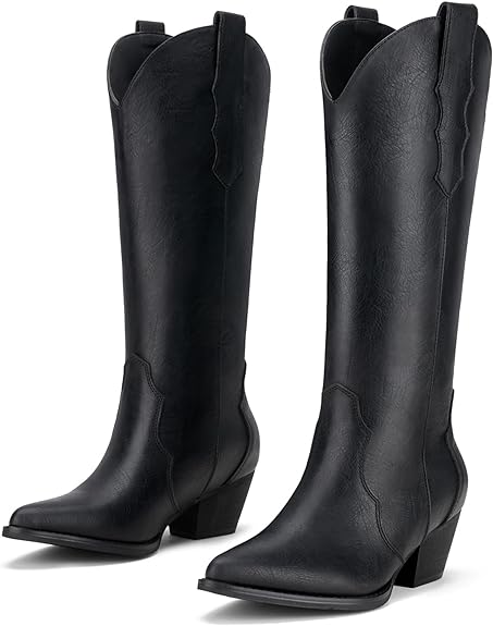 Cowboy Boots Knee-High (Shine Black)