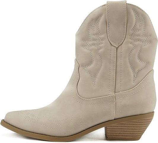 Women Western Stitched Booties (Sand)