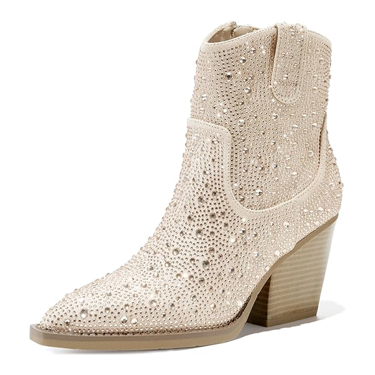 Womens Rhinestone Boots (Champagne)