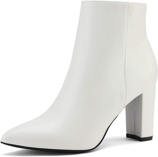 Womens Chunky Ankle Booties (White)