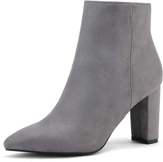 Womens Chunky Ankle Booties (Grey)