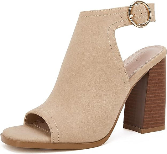 Cutout Peep Toe Heel (Khaki)