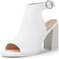 Cutout Peep Toe Heel (White)