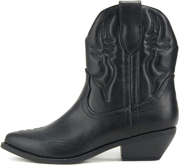 Women Western Stitched Booties (Black)