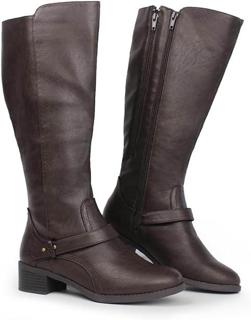 Womens Wide Calf Boots (Brown)