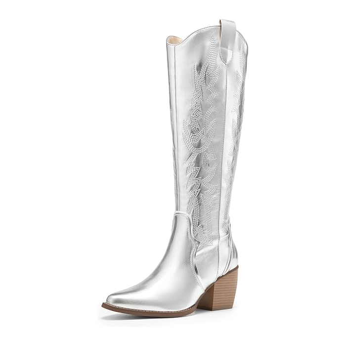 Womens Cowboy Boots (Metallic Silver)