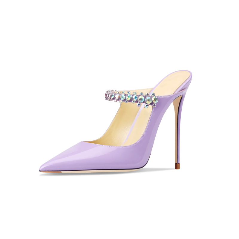 Pointed Crystal Heels (Lavender)