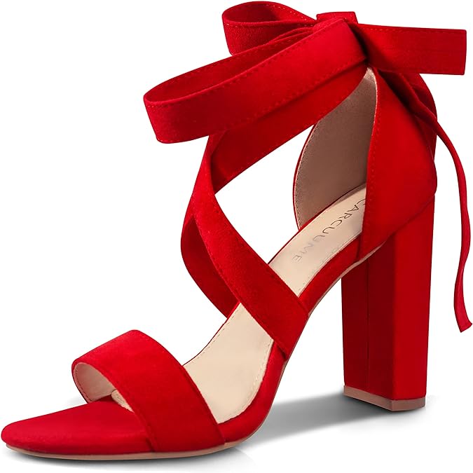 Womens Lace Up Heels (Red)