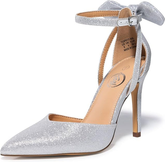 Womens Pointed Stiletto High Heels (Silver)