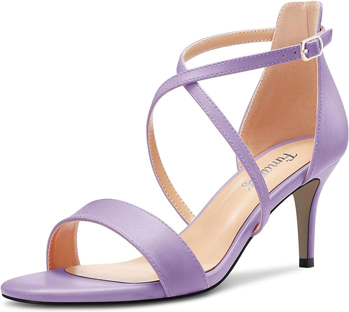 Cross-Strap Mid Heel (Purple)