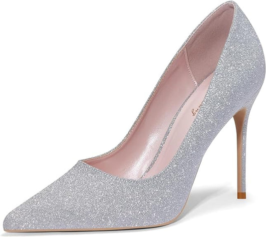 Womens Pointed High Heels (Glitter)