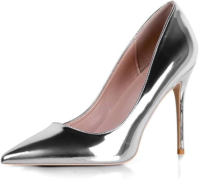 Womens Pointed High Heels (Silver)