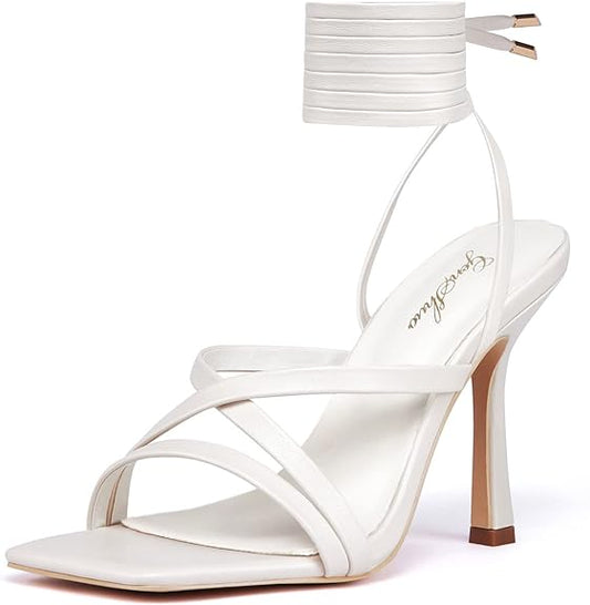 Womens Strappy Heels (White)