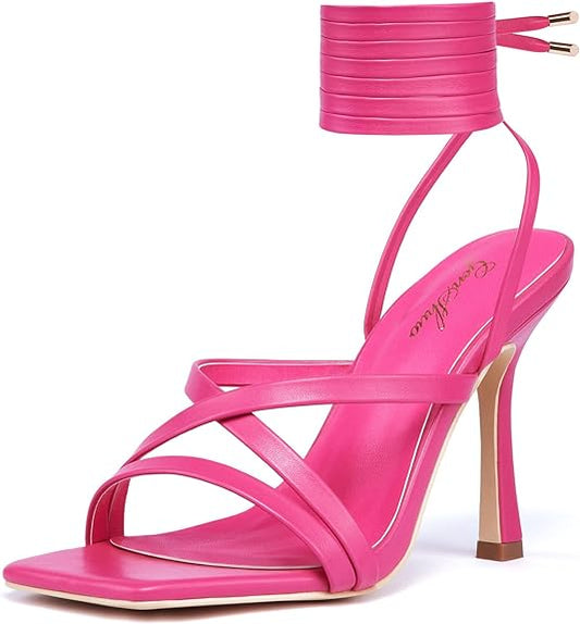 Womens Strappy Heels (Pink)