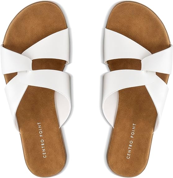 Cross Strap Slides (White)