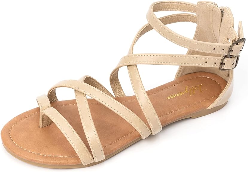 Womens Gladiator Strap Sandals (Beige)