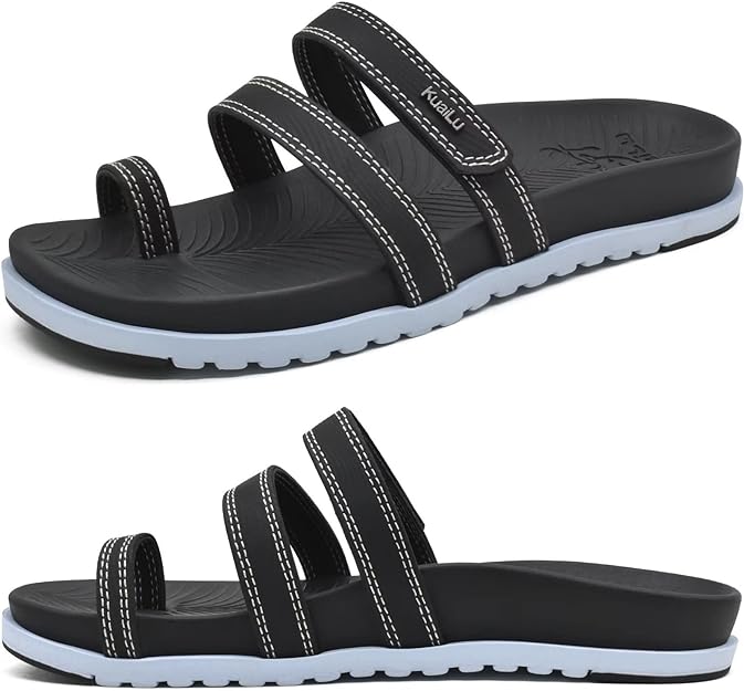 Womens Arch Support Slides (Black/White)