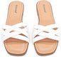 Womens Wide Width Flat Slides (White)