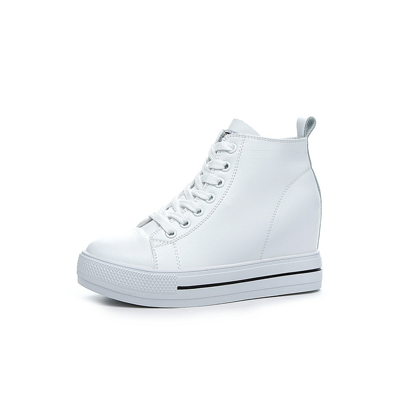 Leather Sneaker Heels (White)