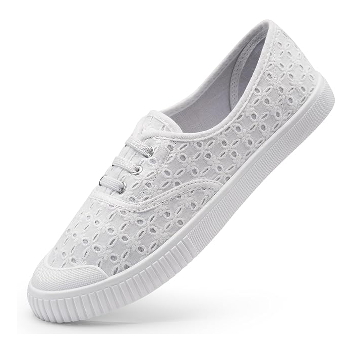 Low Top Sneakers (White Patterned)